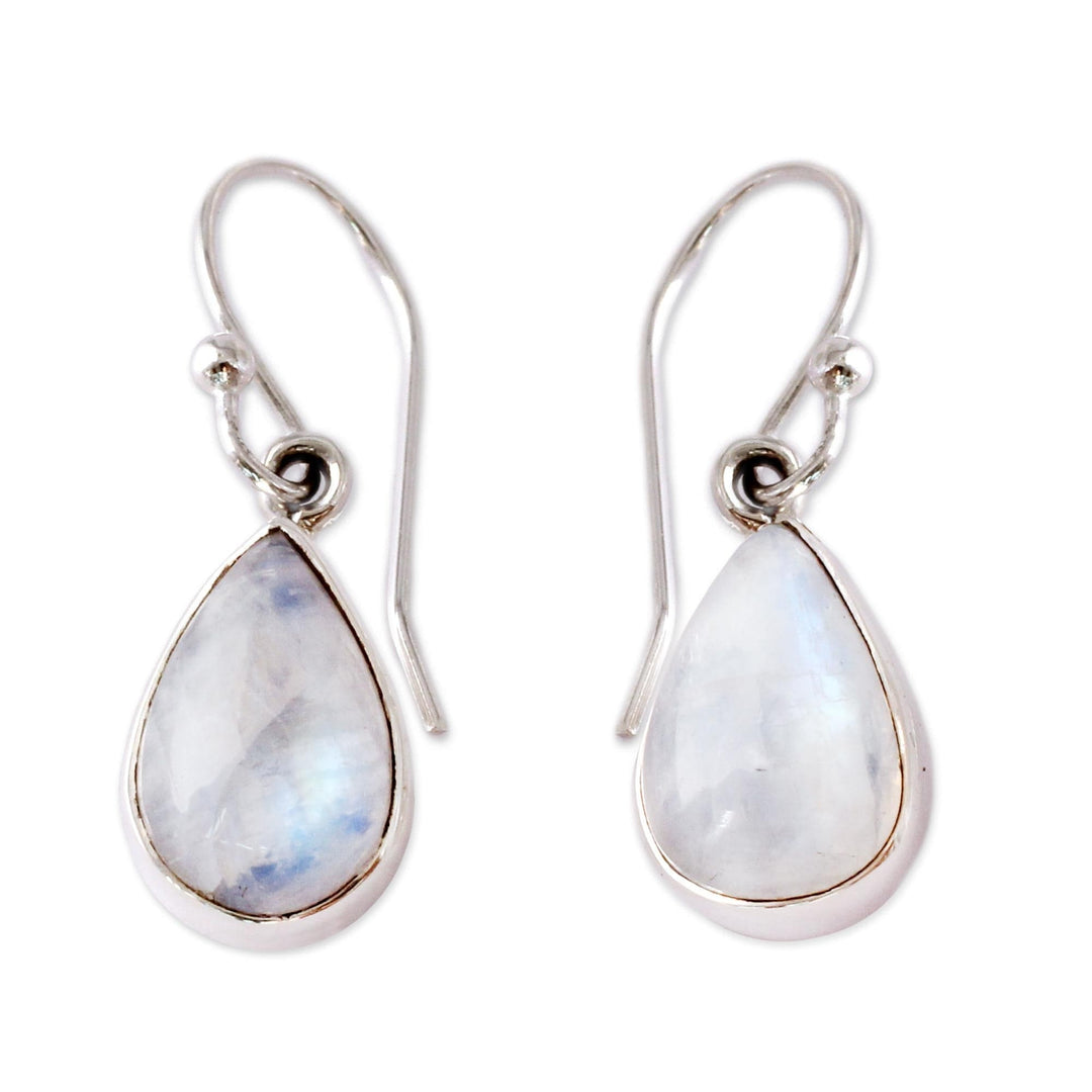 Rainbow Moonstone Earrings India Sterling Silver Jewelry - Luminous Light