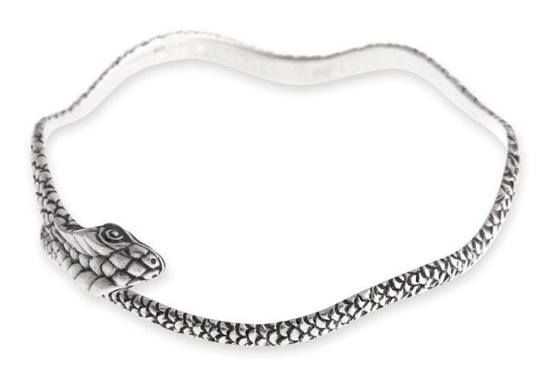 Hand Made Sterling Silver Snake Bangle Bracelet - King Cobra