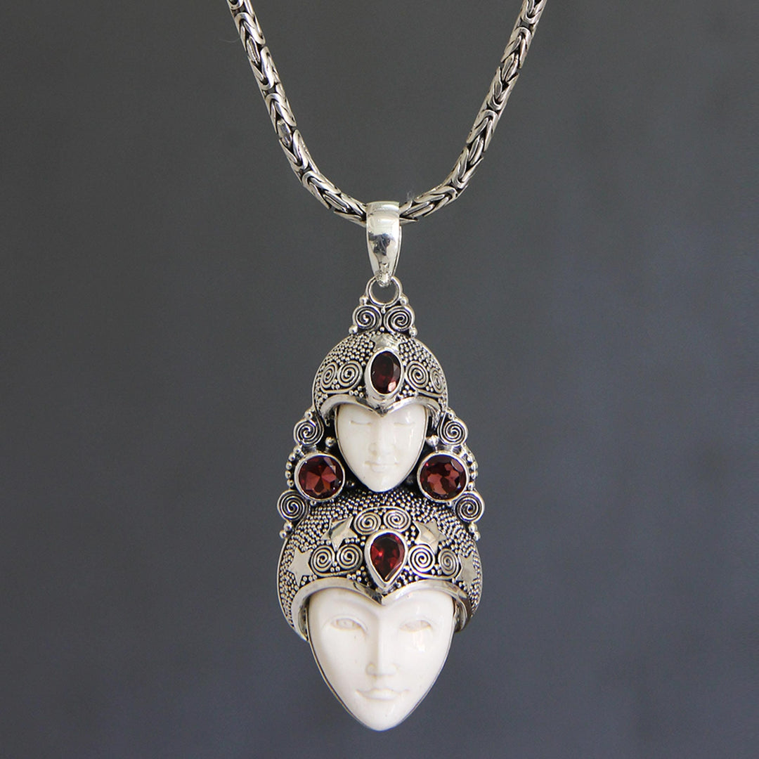 Hand Made Indonesian Silver and Garnet Necklace - Royal Heir