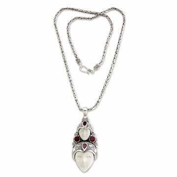 Hand Made Indonesian Silver and Garnet Necklace - Royal Heir