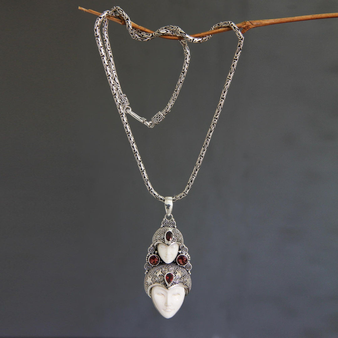 Hand Made Indonesian Silver and Garnet Necklace - Royal Heir