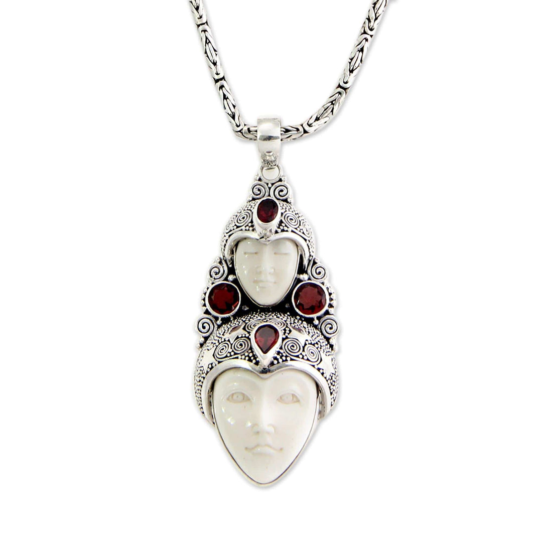 Hand Made Indonesian Silver and Garnet Necklace - Royal Heir
