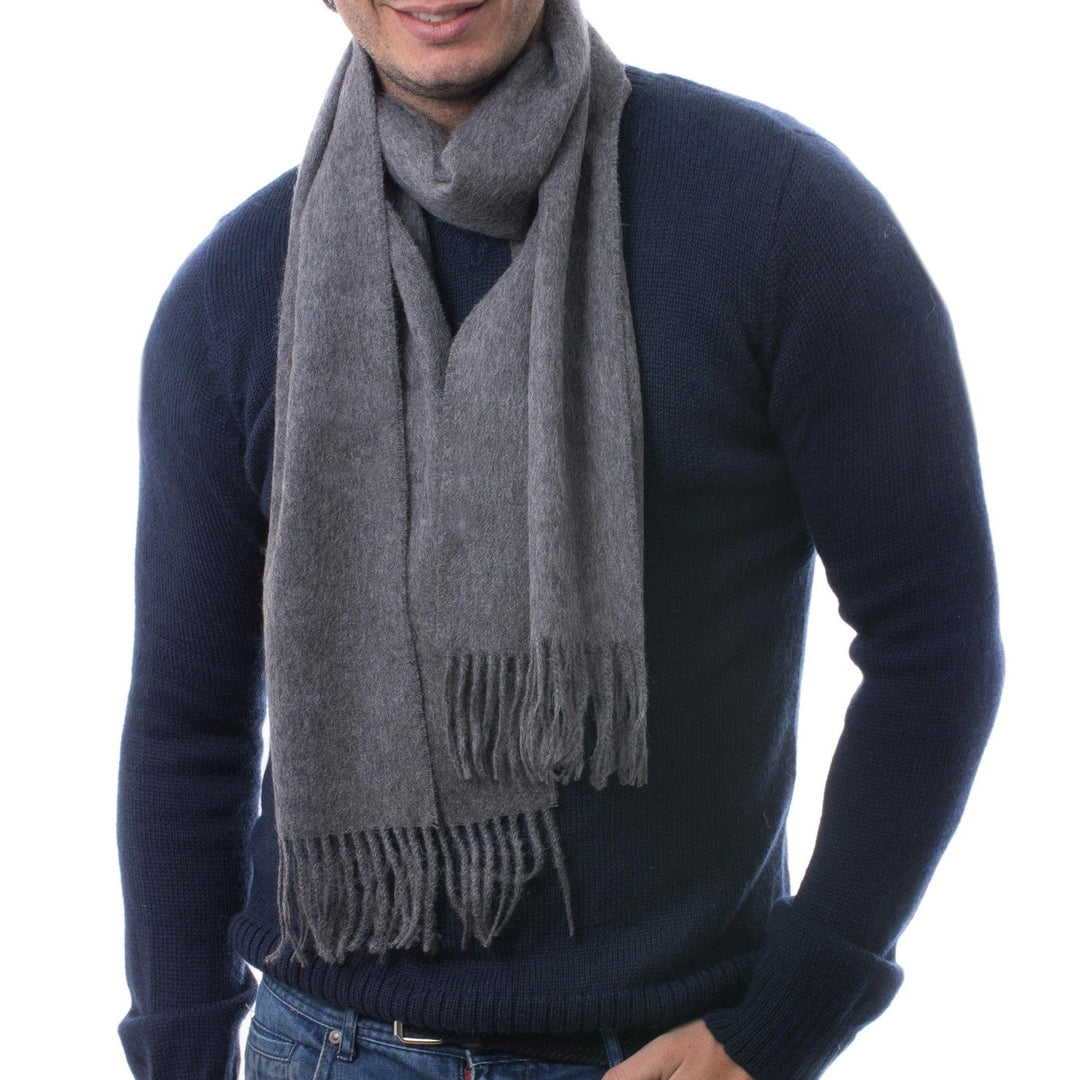 Men's 100% alpaca scarf - Stormy Gray