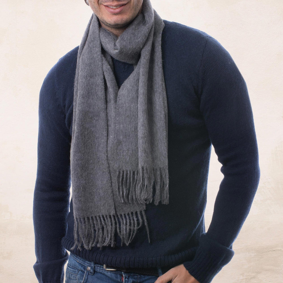 Men's 100% alpaca scarf - Stormy Gray