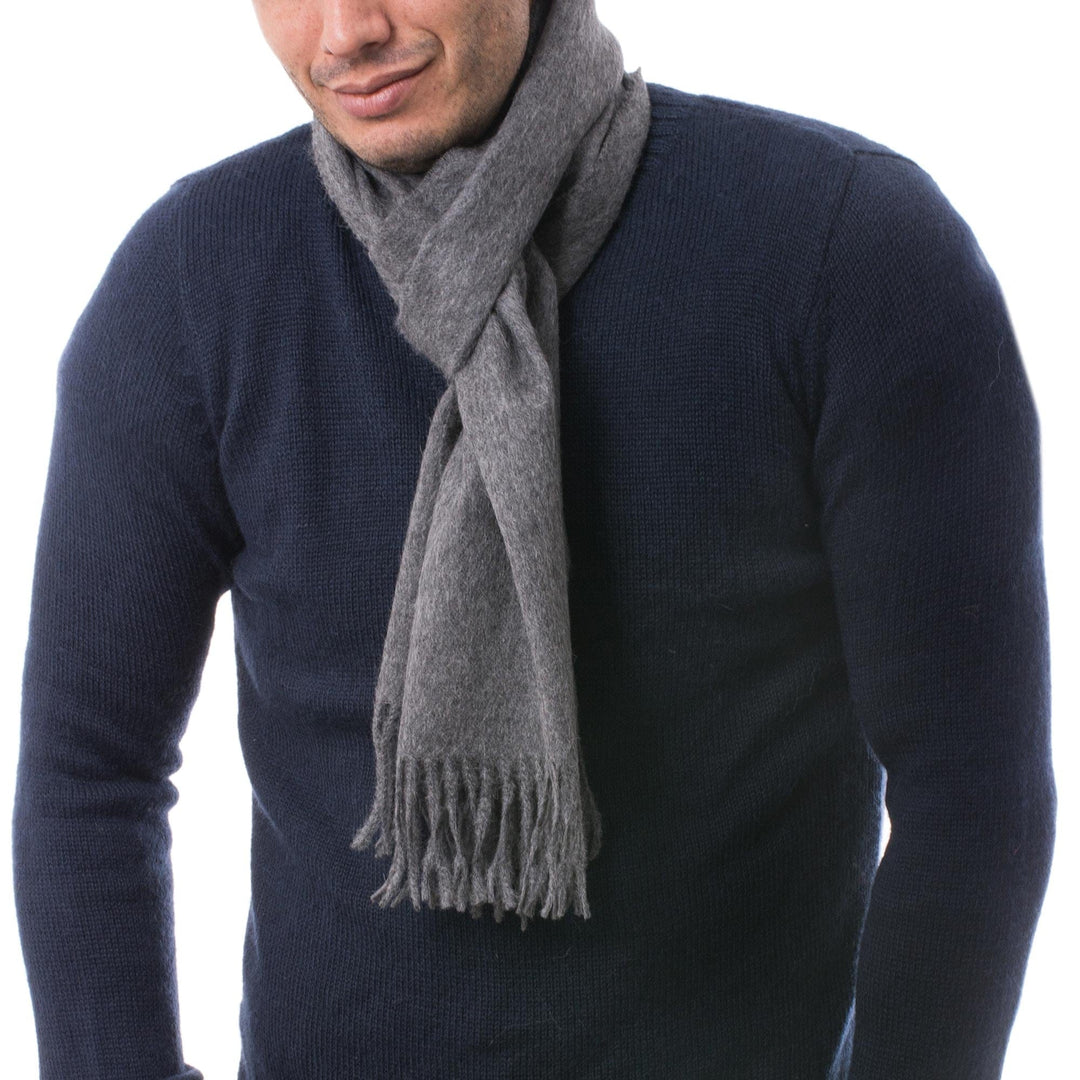Men's 100% alpaca scarf - Stormy Gray