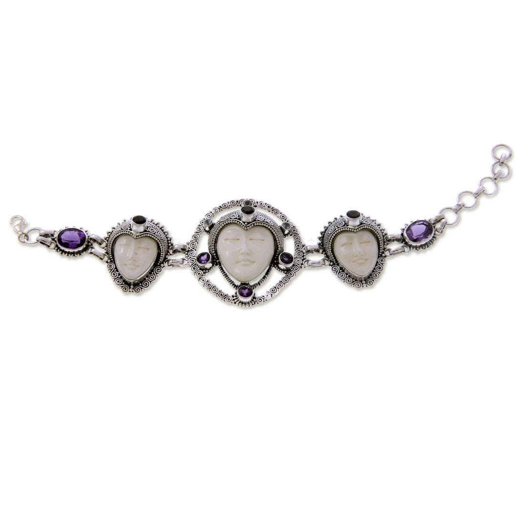 Sterling Silver and Cow Bone Link Bracelet - Noble Serenity
