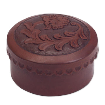 Tooled Leather Decorative Box - Andean Thistle