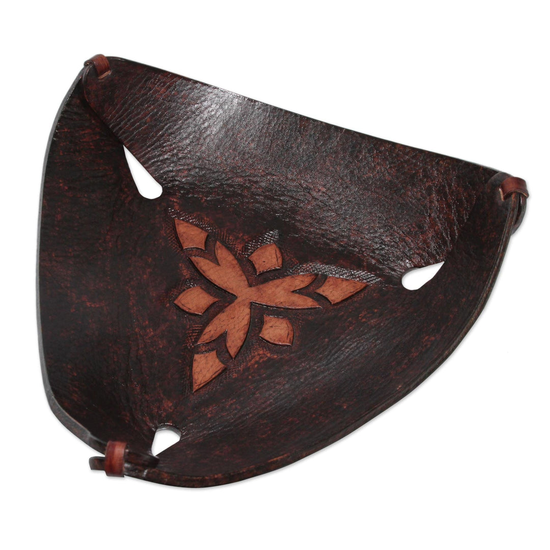 Artisan Crafted Dark Brown Leather Catchall - Caramel Pyramid Tattoo