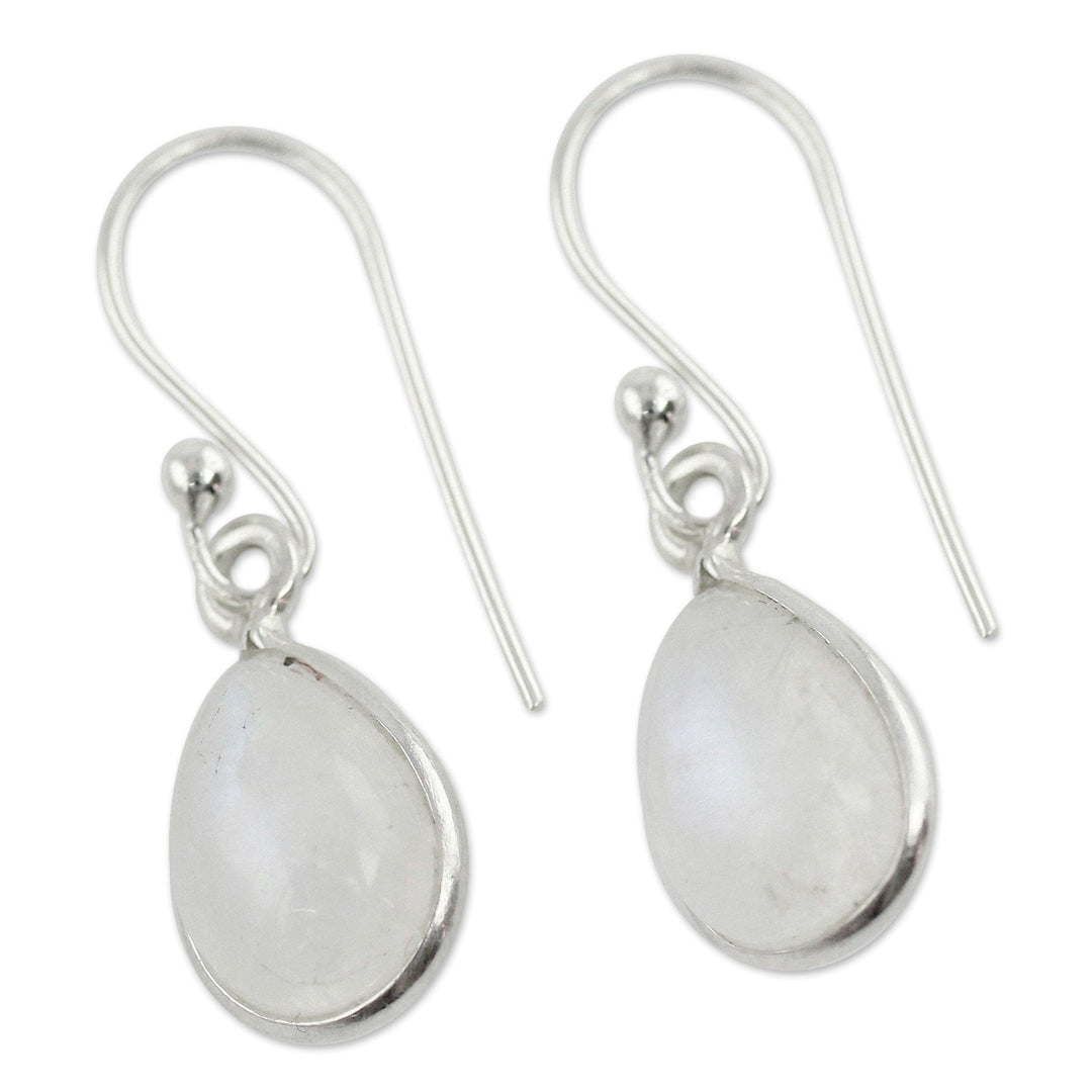 Artisan Crafted Rainbow Moonstone Earrings - Hypnotic Minimalism