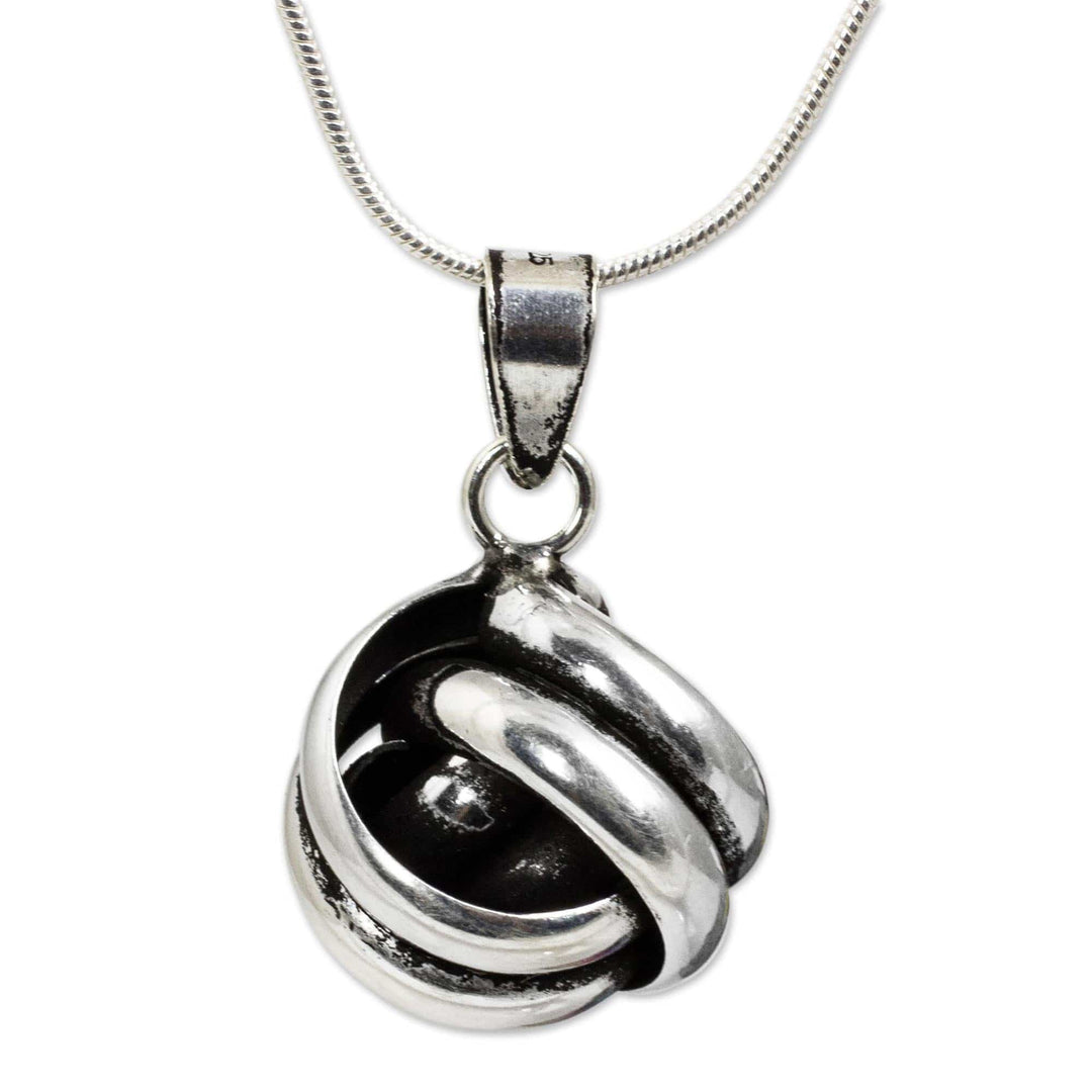 Artisan Crafted Silver Pendant Necklace - Double Love Knot