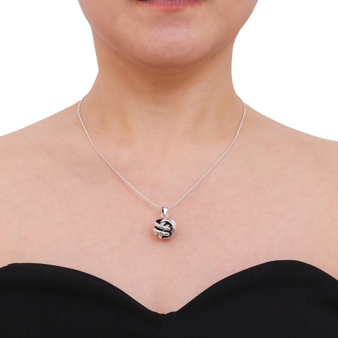 Artisan Crafted Silver Pendant Necklace - Double Love Knot