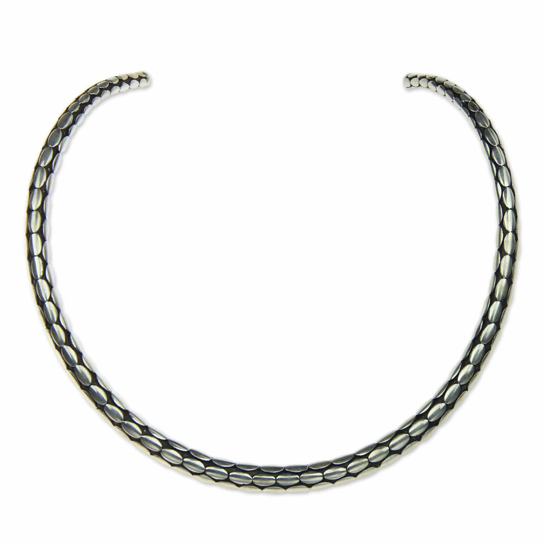 Minimalist Sterling Silver Choker from Bali - Rice Harvest