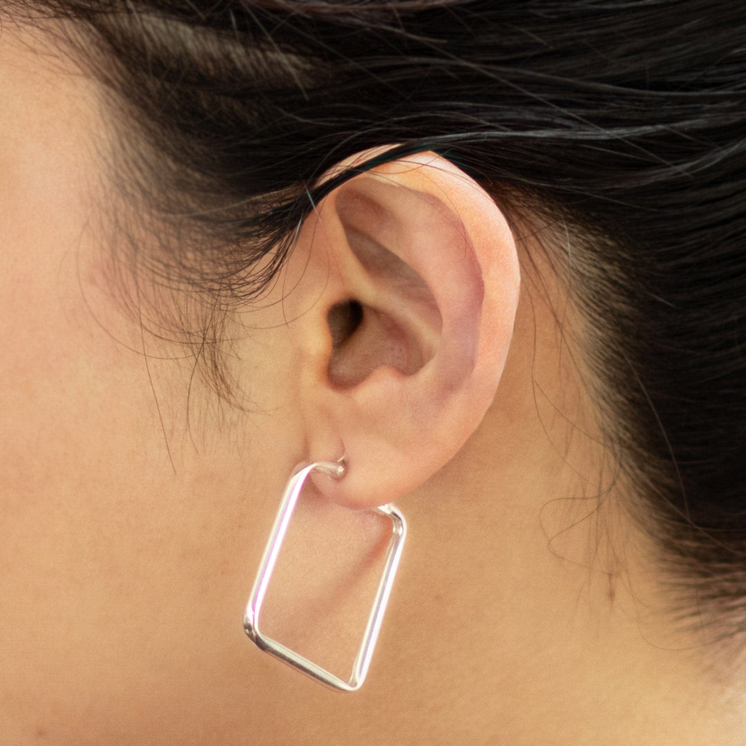 Modern Handmade Silver Hoop Earrings - Goddess of Fertility