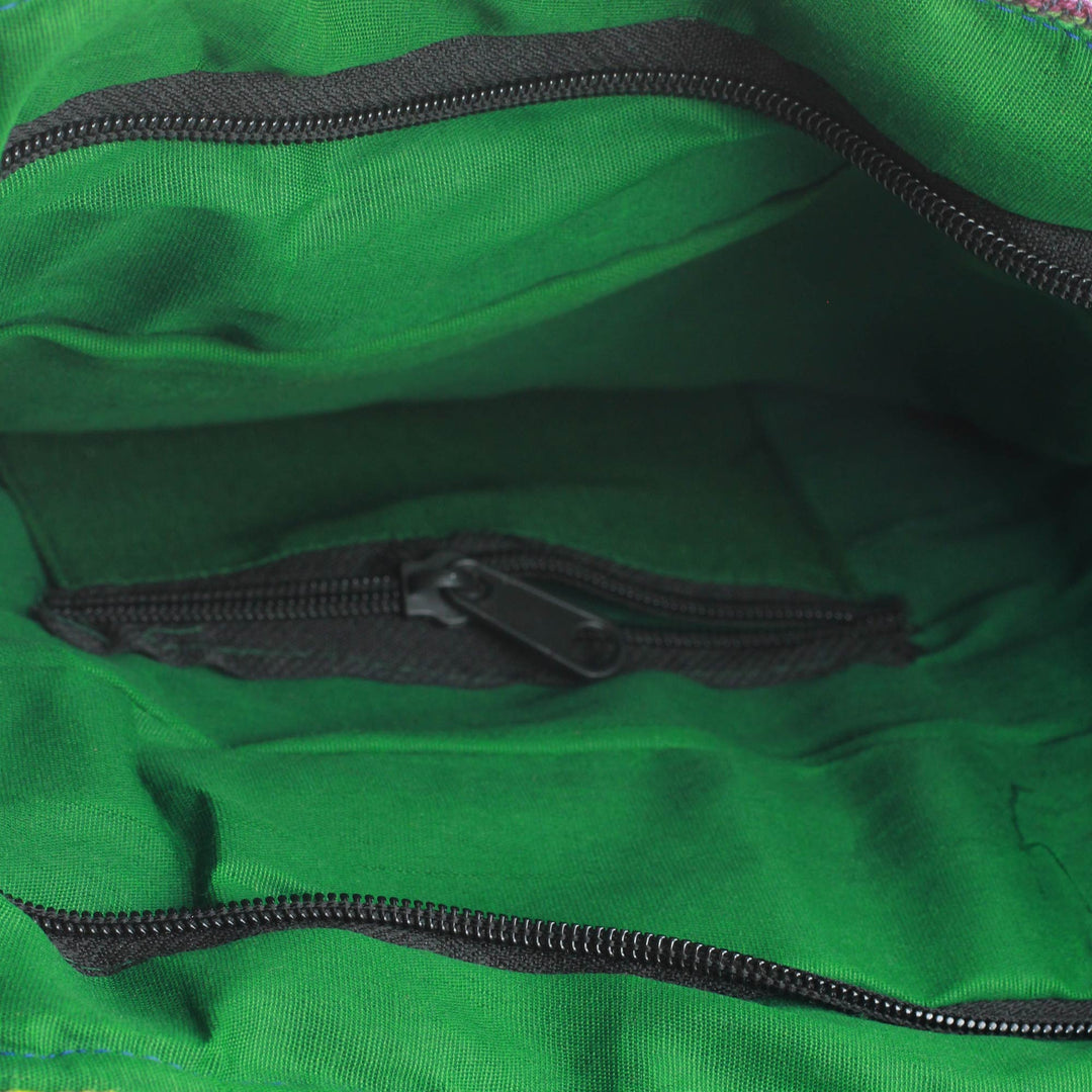 Handwoven Green Cotton Gujarat Style Shoulder Bag - Green Gujarat Glam