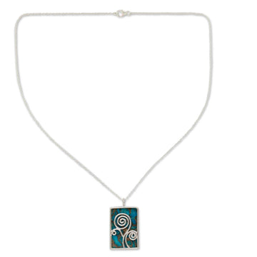 Silver and Composite Turquoise Necklace India Modern Jewelry - Happy Tree
