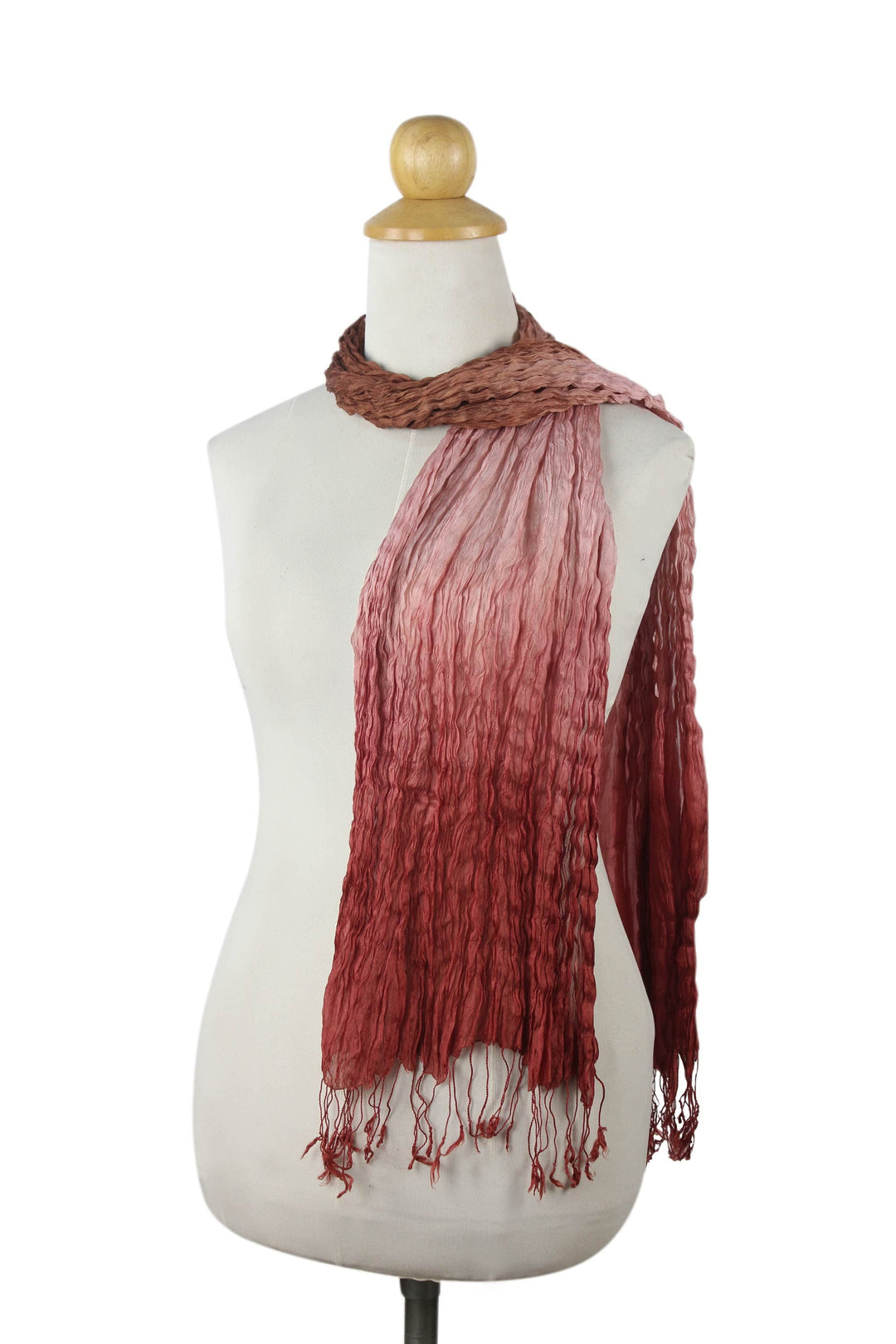 Brown Pink Red Silk Scarf - Rich Transition