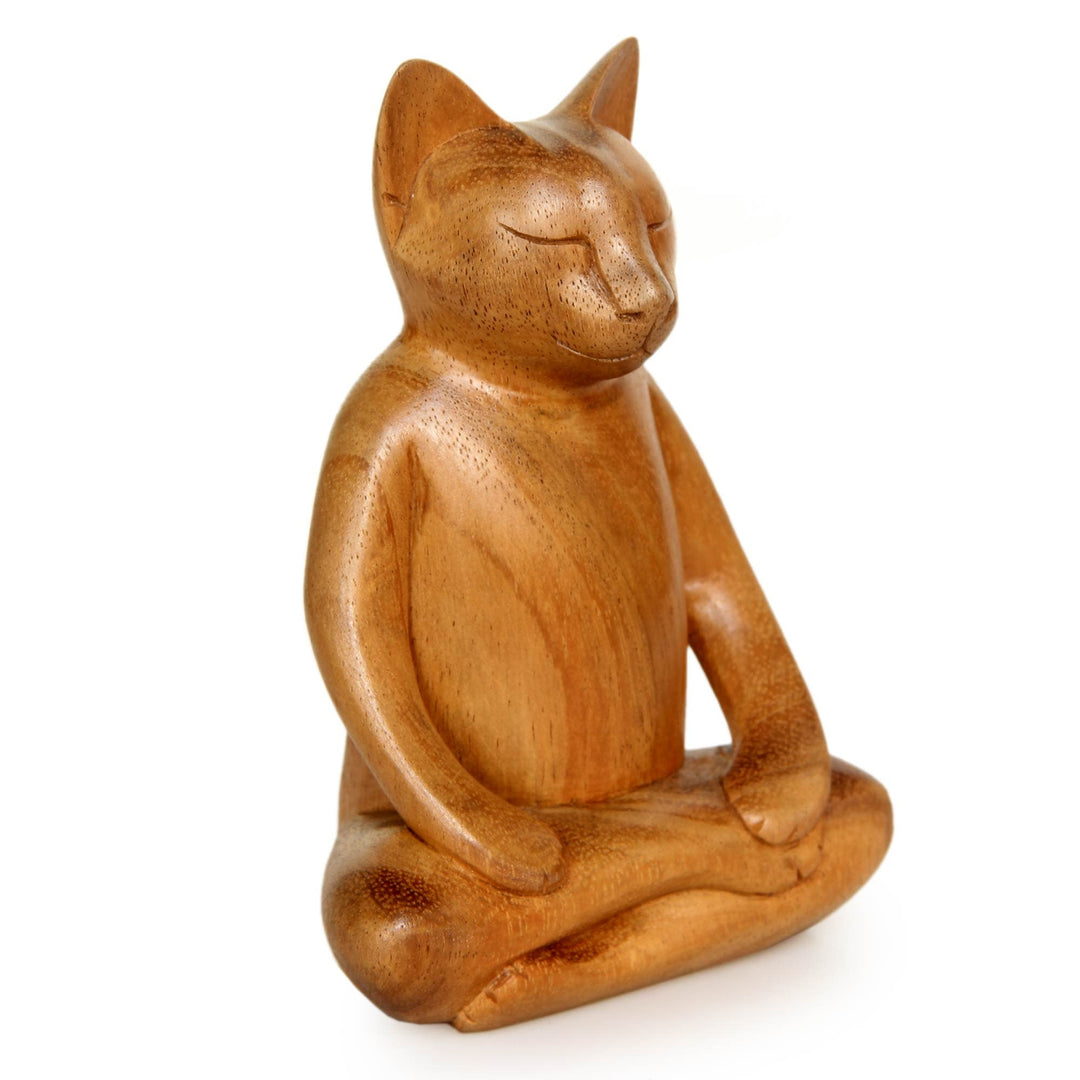 Lotus Position Yoga Cat Carving - Ginger Cat Does Yoga
