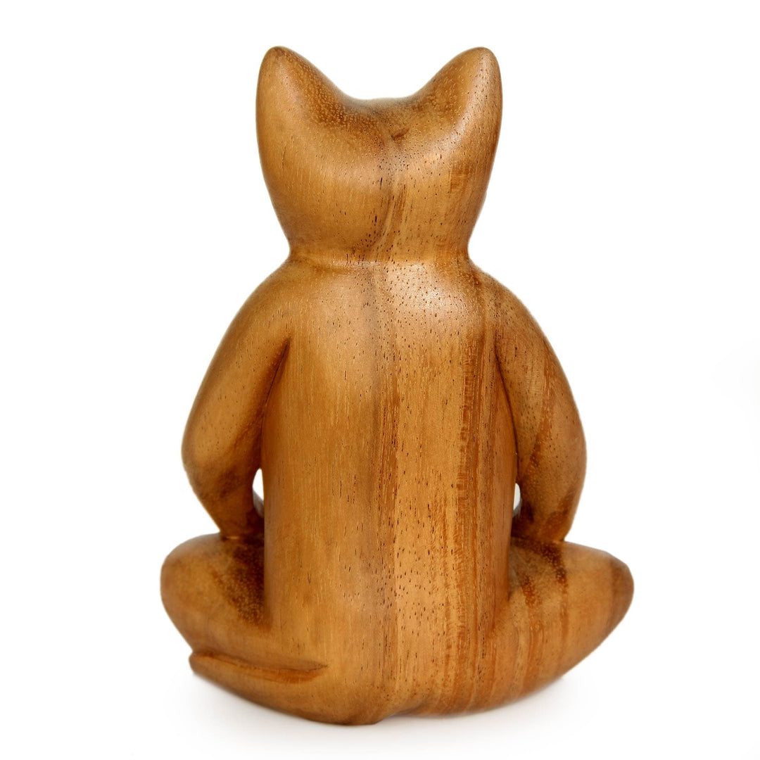 Lotus Position Yoga Cat Carving - Ginger Cat Does Yoga