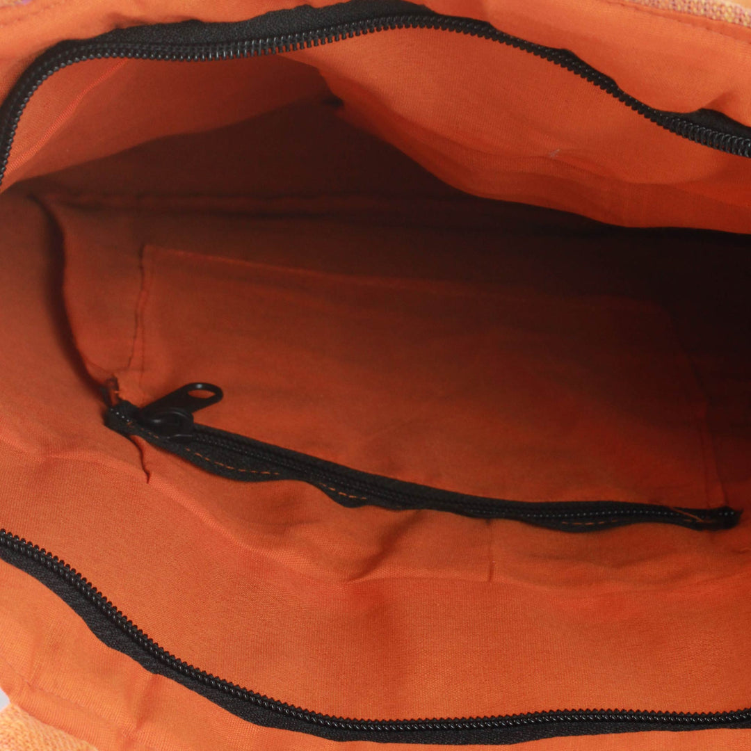 Orange Cotton Shoulder Bag - Sunset Muse