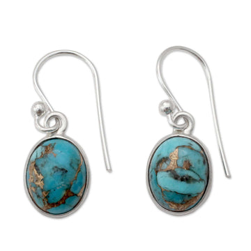 Blue Composite Turquoise Indian Sterling Silver Earrings - Sky Harmony