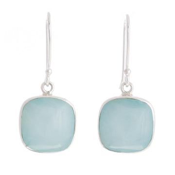 Sterling Silver Andean Dangle Earrings with Opal - Window