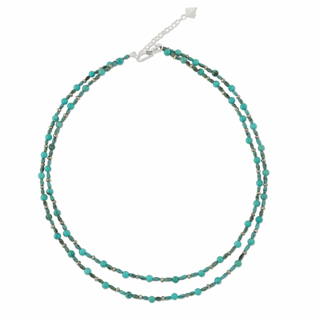 Thai Handcrafted Beaded Necklace with Silver Clasp - Exotic Blue Allure