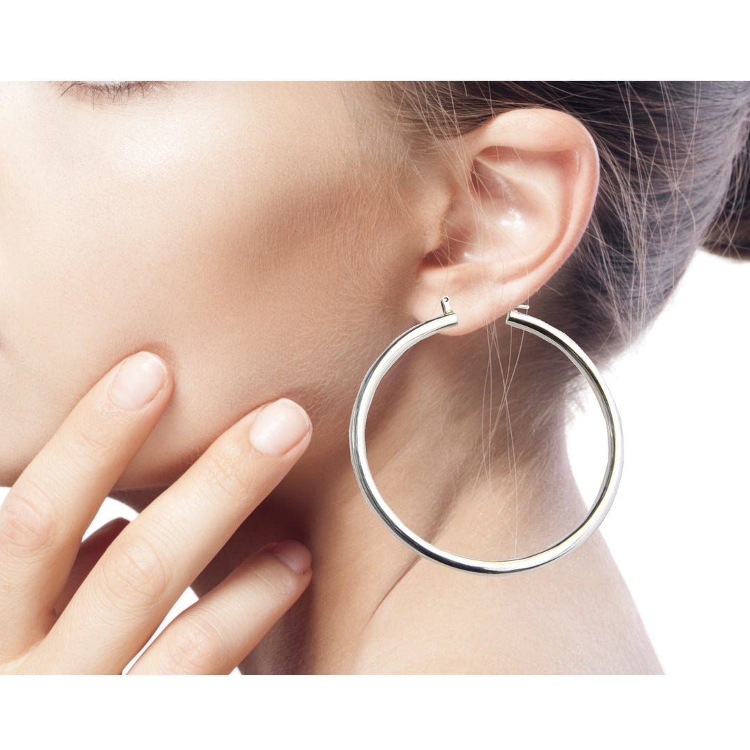 Artisan Crafted Balinese Silver Hoop Earrings (2.6 Inch) - Moonlit Goddess