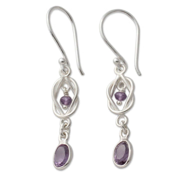 Amethyst and Silver Earrings - Violet Knot