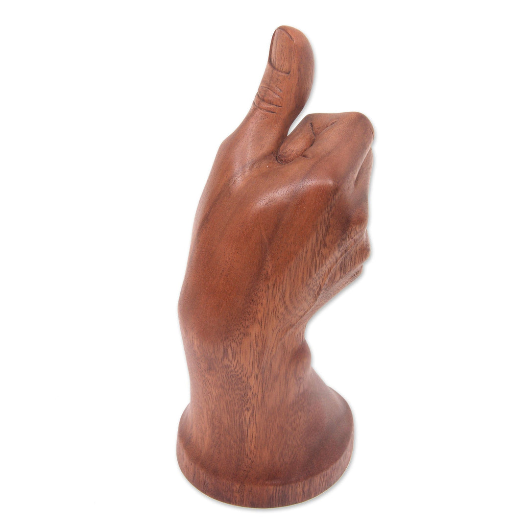 Hand Wood Sculpture Artisan Crafted in Bali - Thumb's Up