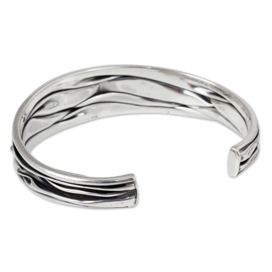 Hand Crafted Sterling Silver Cuff Bracelet from Thailand - Narrow River