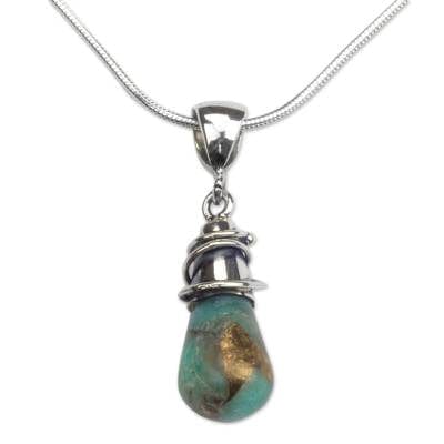 Taxco Silver Necklace with Amazonite - Golden Sea Currents