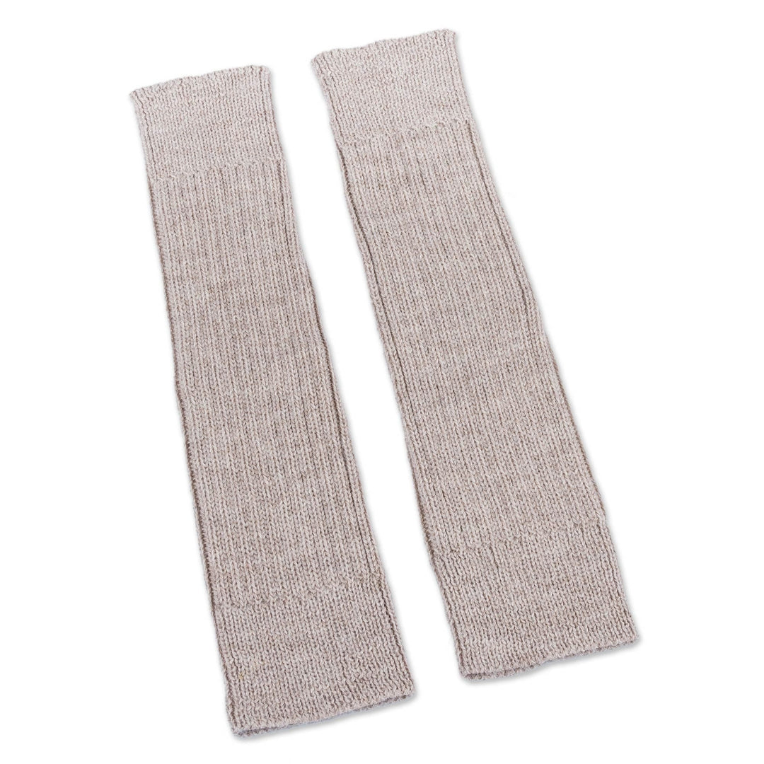 Versatile Beige Alpaca Leg Warmers Knitted in Peru - Beige Winter Dancer