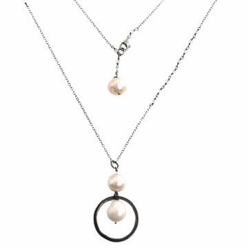 Cultured Pearl Moonstone Pendant Necklace from Indonesia - Raindrop Halos