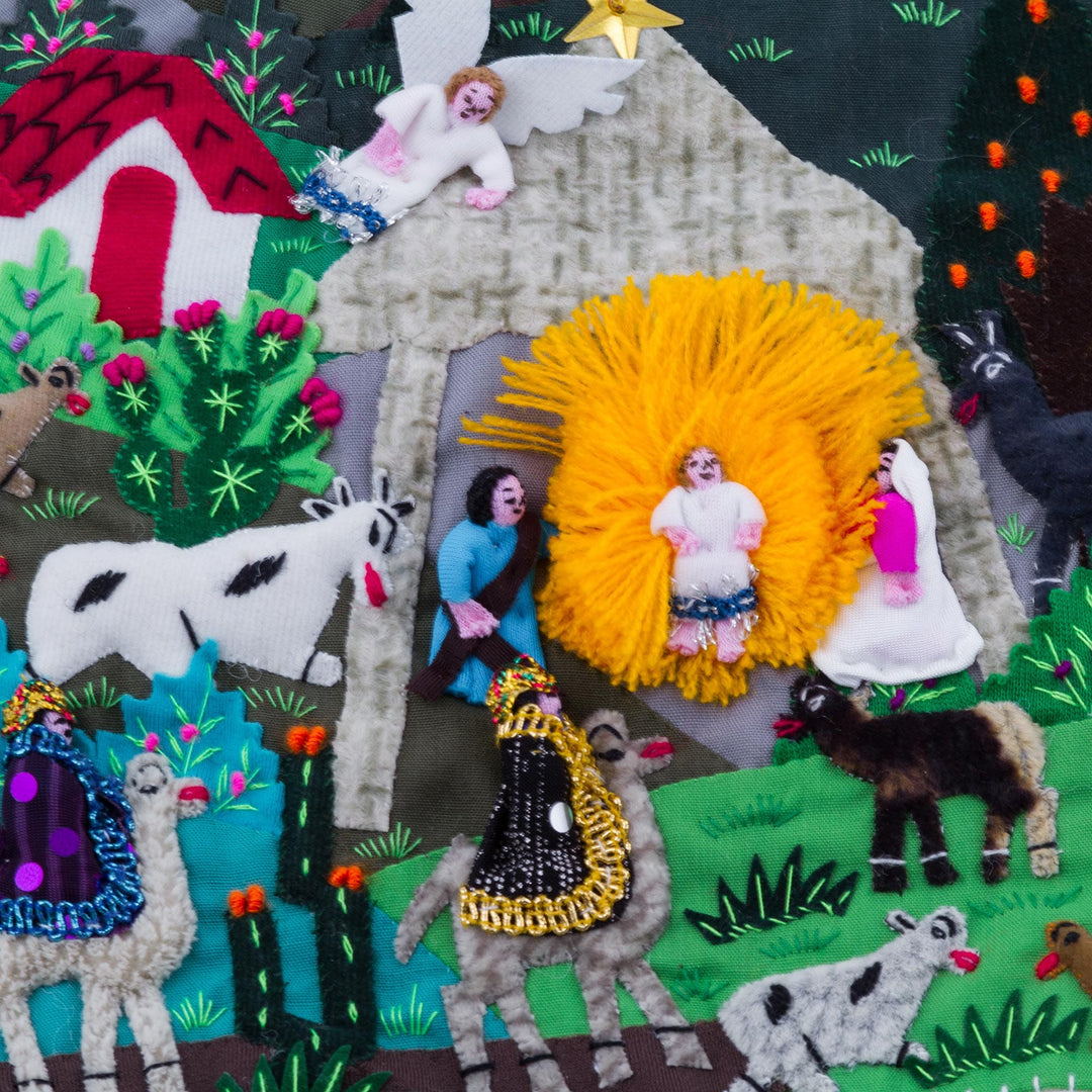 Handcrafted Andean Christmas Pine Tree Applique Wall Hanging - Andean Christmas Pine