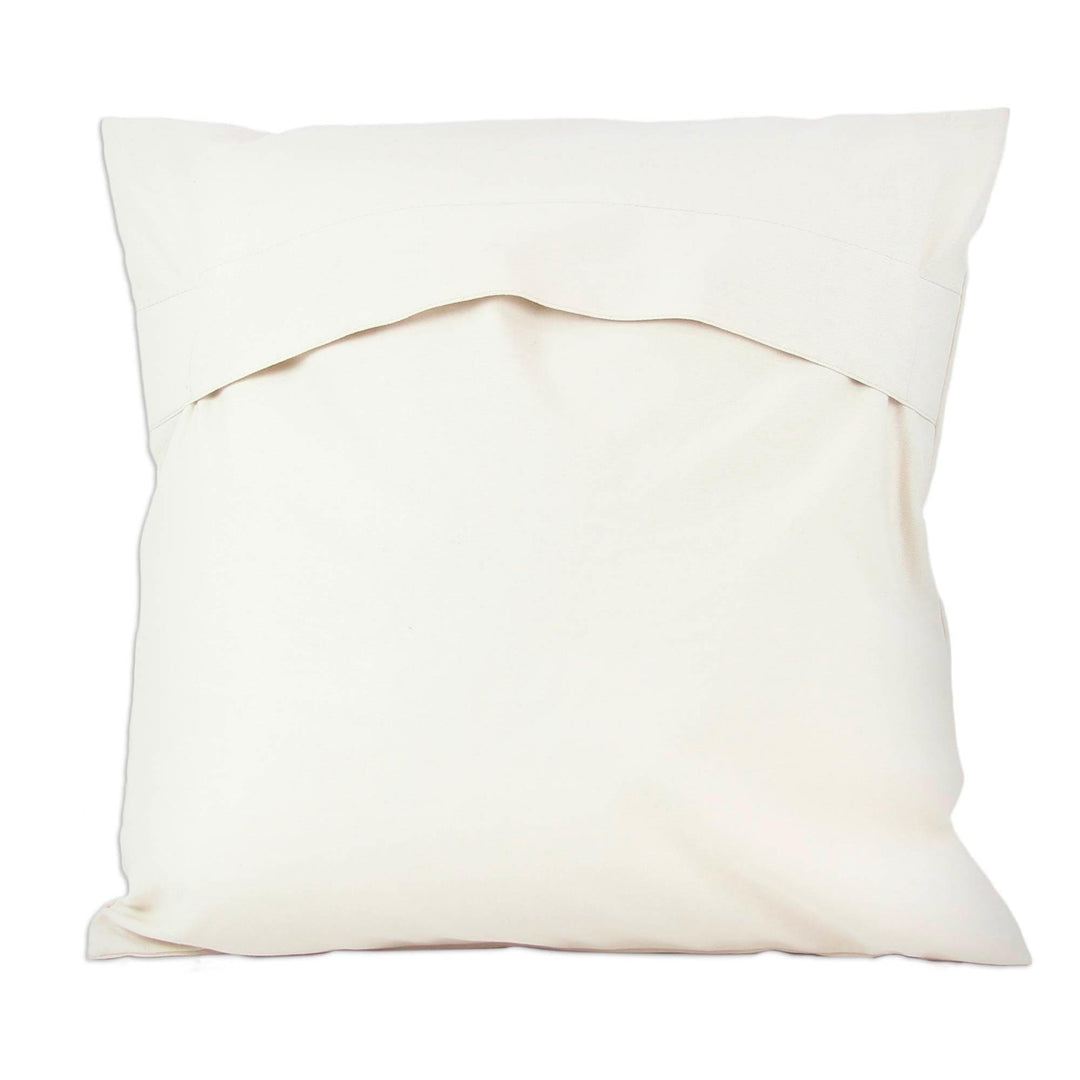 Aari Embroidery Ivory Cotton Cushion Covers (Pair) - Bronze Blossoms