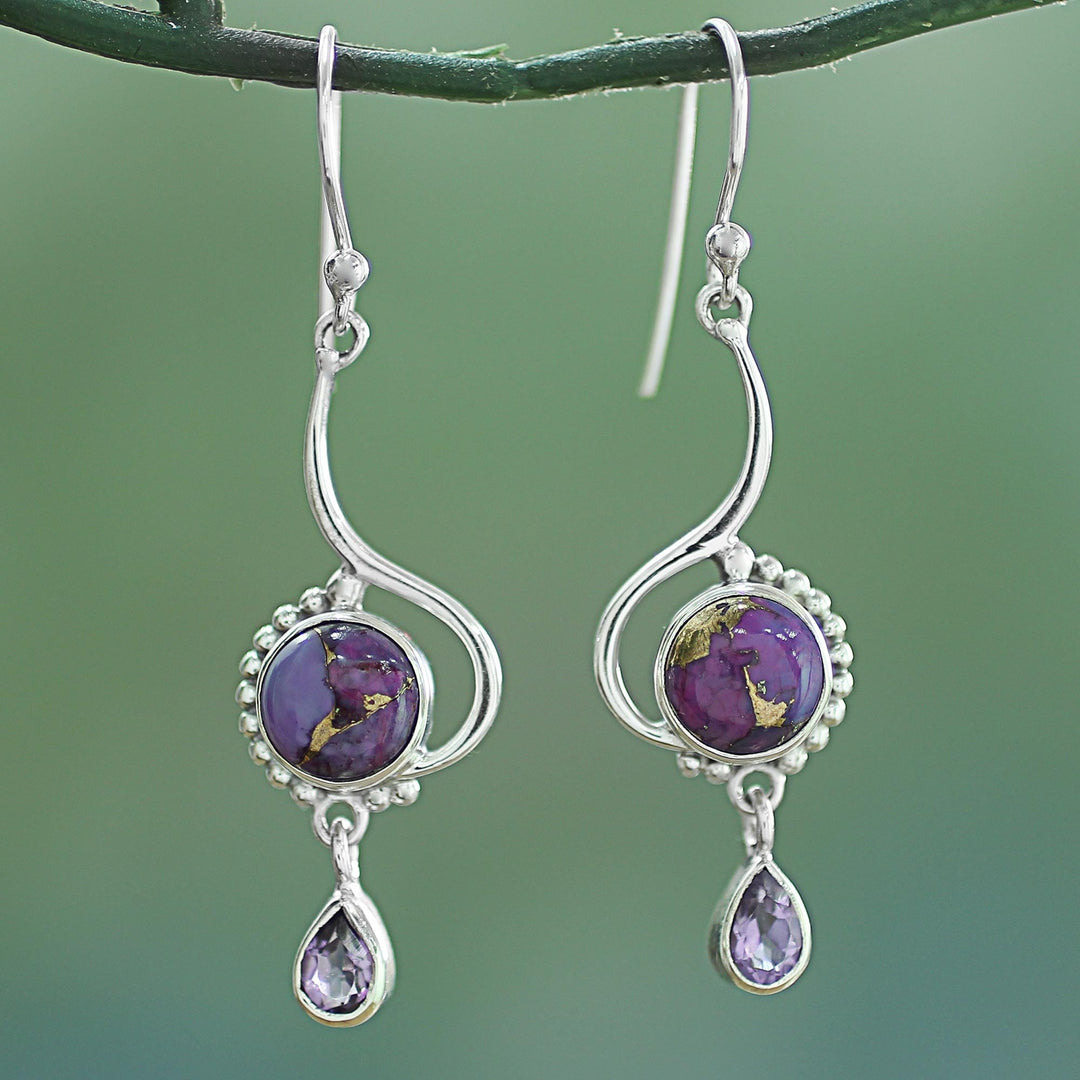 Composite Turquoise Sterling Silver Dangle Earrings - Sunny Lilac