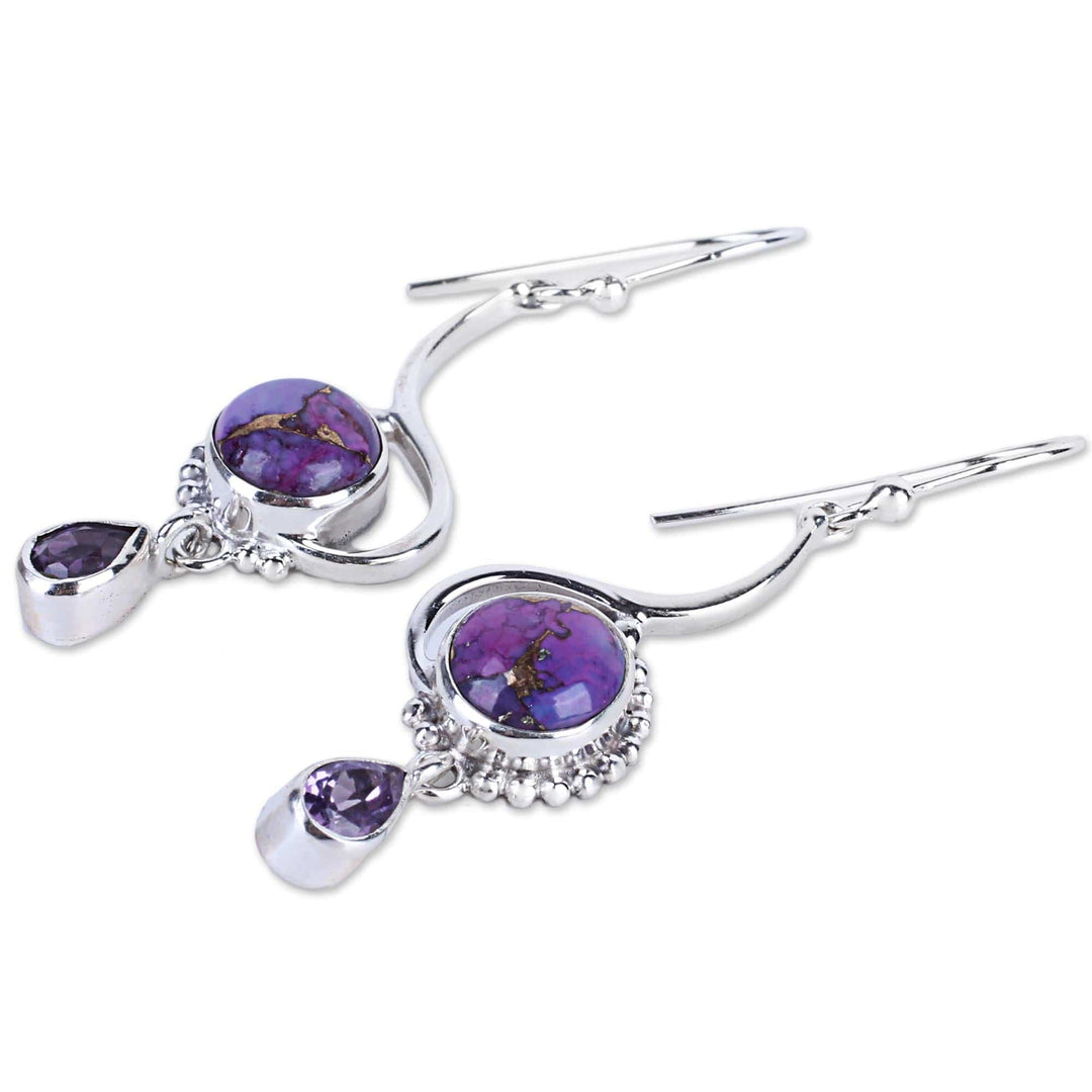Composite Turquoise Sterling Silver Dangle Earrings - Sunny Lilac