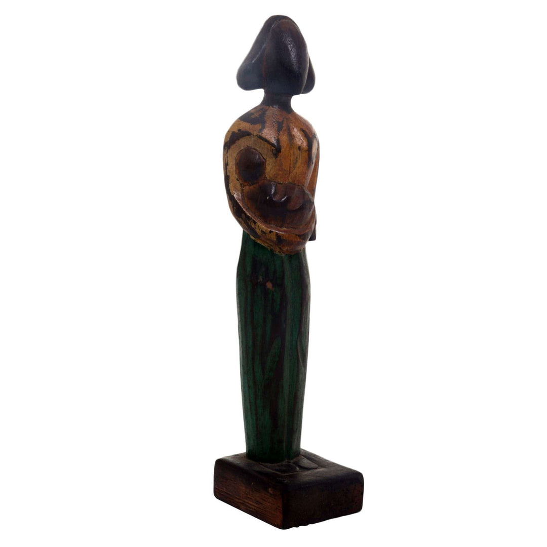 Lovely Mother and Child Sculpture in Hand Carved Wood - Lovely Mother