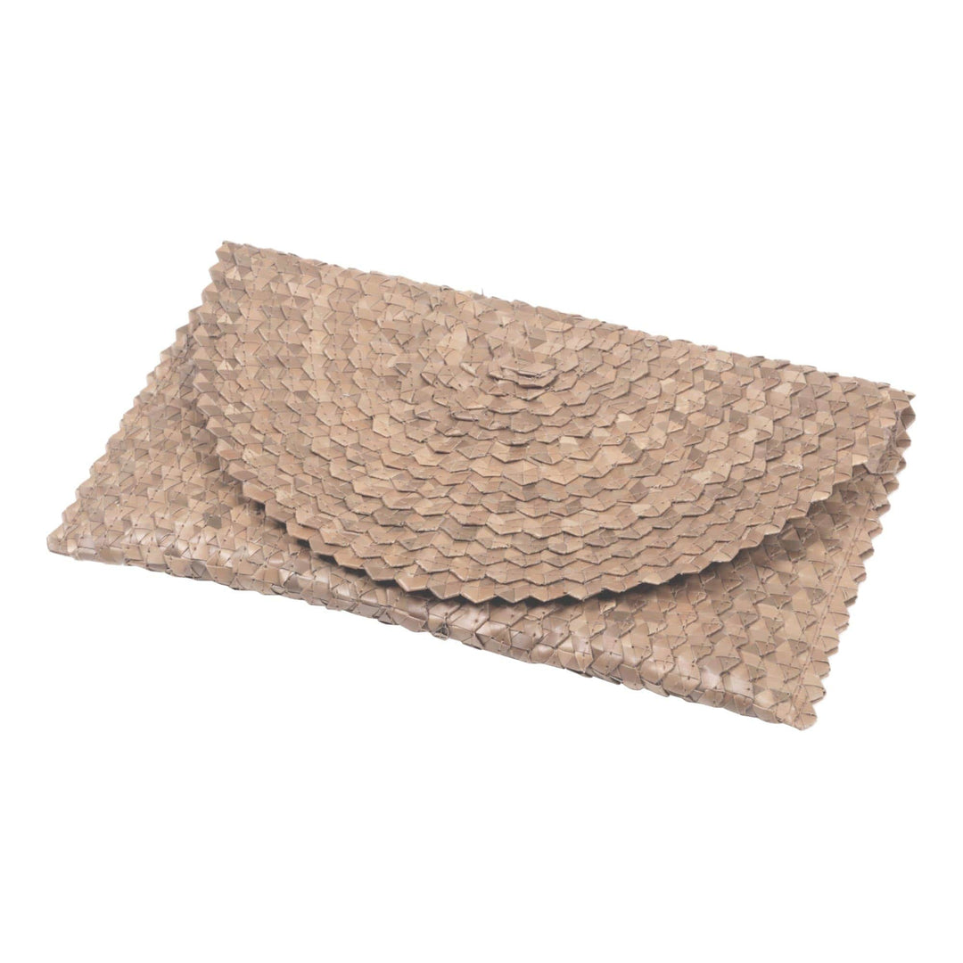 Handmade Brown Palm Leaf Clutch Handbag from Indonesia - Trance in Brown