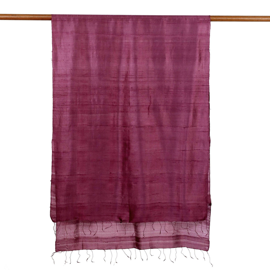 Hand Woven Fringed Silk Scarf in Magenta from Thailand - Otherworldly in Magenta