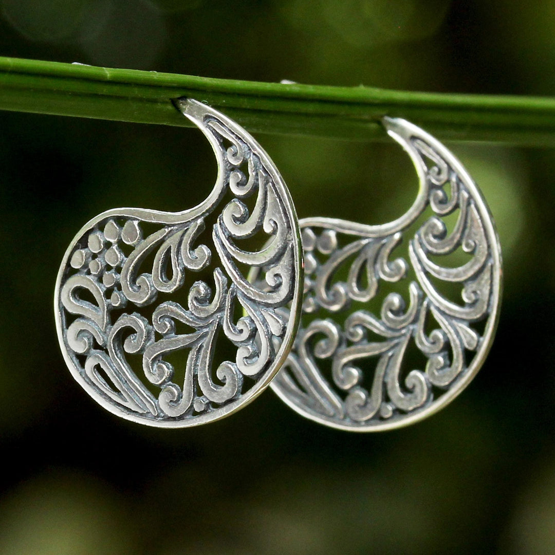 Sterling Silver Elegant Paisley Drop Earrings from Thailand - Ornate Paisleys