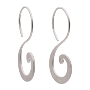 Sterling Silver Modern Spiral Drop Earrings from Indonesia - Cloud's Curve