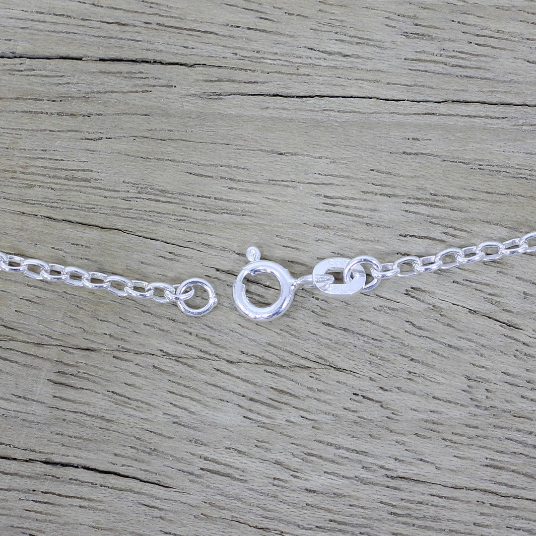 Blue Topaz and Chalcedony Pendant Necklace from India - Sentimental Journey