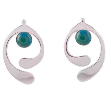 Chrysocolla and Sterling Silver Drop Earrings - Caress of an Angel