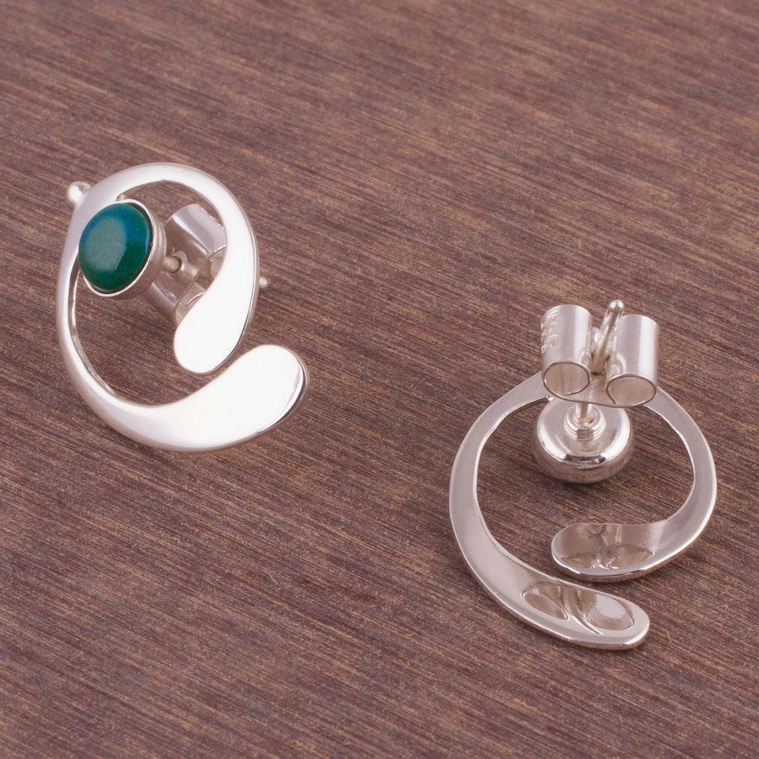 Chrysocolla and Sterling Silver Drop Earrings - Caress of an Angel