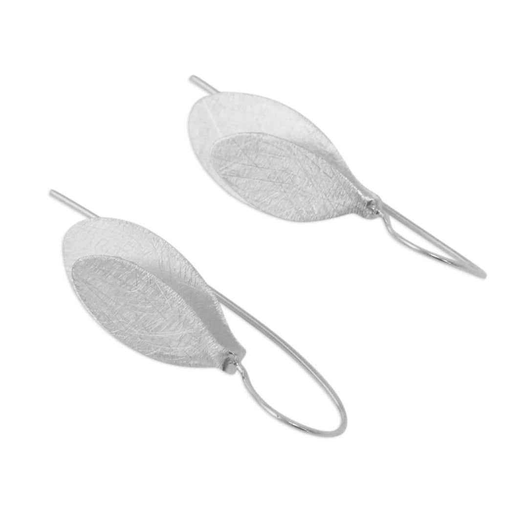 Handcrafted Modern Thai Sterling Silver Leaf Earrings - Fluttering Foliage
