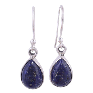 Lapis Lazuli and Sterling Silver Hook Earrings from India - Be True