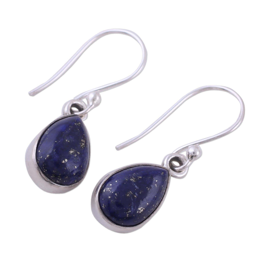 Lapis Lazuli and Sterling Silver Hook Earrings from India - Be True