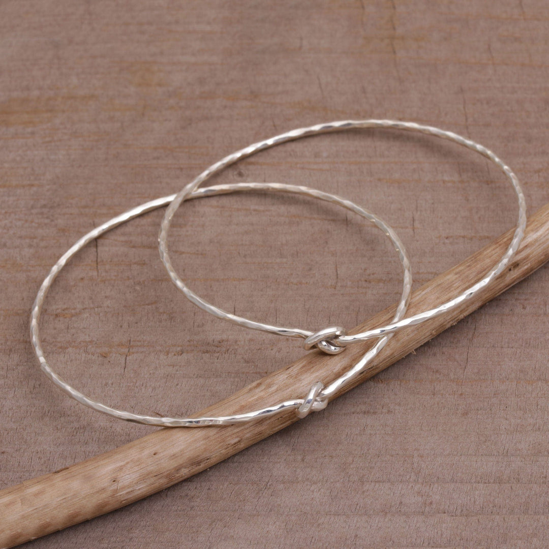 Pair of 925 Sterling Silver Bangle Bracelets from Bali - Why Knot