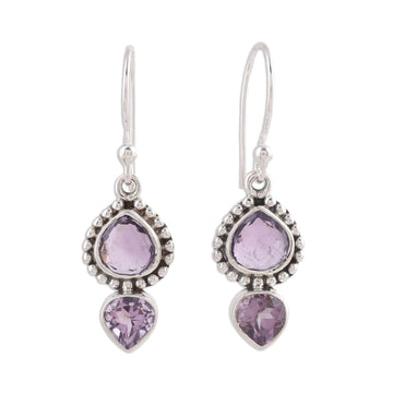 Amethyst and Sterling Silver Dangle Earrings - Lovely Radiance